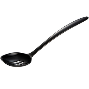 Gourmac Hutzler Melamine Slotted Round Spoon, Black, 12"