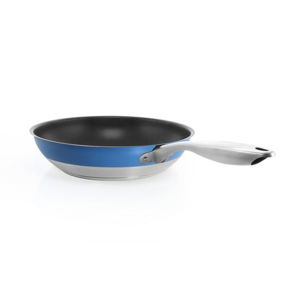 Chantal Stripes Stainless Steel Ceramic Coated Fry Pan - Blue Cove, 10