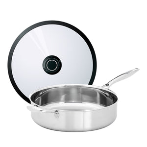 Frieling Black Cube Stainless Steel Saute Pan with Lid - 11"