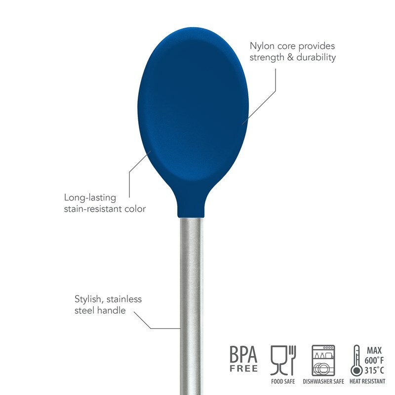 Tovolo Spectrum Silicone Mixing Spoon, Stainless Steel Handle, 12