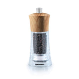 Swissmar Salt and Pepper Mill Set - Clear Acrylic with Olive Wood Top, 6"