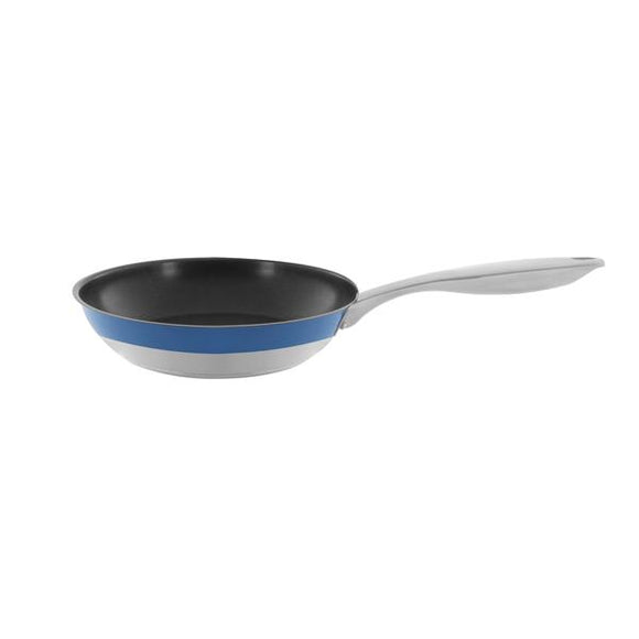 Chantal Stripes Stainless Steel Ceramic Coated Fry Pan - Blue Cove, 8