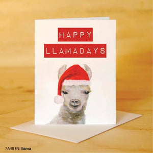 Printed Canvas Greeting Card- Happy Llamadays
