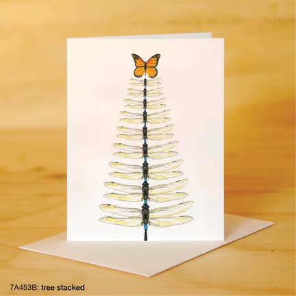 Printed Canvas Greeting Card- Butterfly and Dragonfly Tree