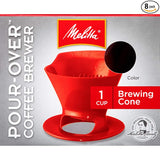 Melitta 1-Cup Pour-Over Coffee Brewing Cone - Red