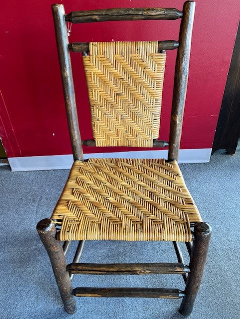 Antique Old Hickory Chair, woven seat & back, 16 x 18 x 36