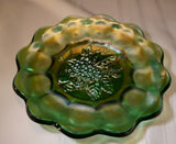 Imperial Carnival Glass, Heavy Grape design, circa 1920, Green Iridescent Scalloped