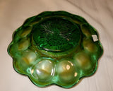 Imperial Carnival Glass, Heavy Grape design, circa 1920, Green Iridescent Scalloped