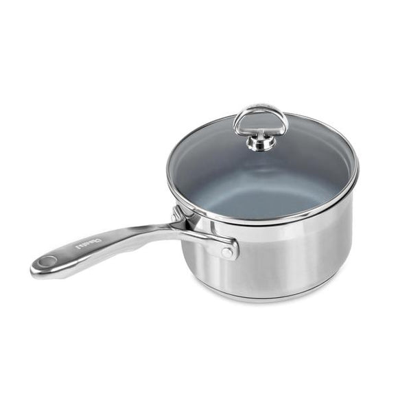 Chantal Stainless Steel Ceramic Coated Saucepan with Glass Lid - 2 Qt.