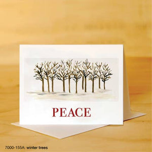 Printed Canvas Greeting Card- Winter Trees with Peace