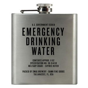 Swag Brewery- "Emergency Drinking Water", 6oz Steel Flask