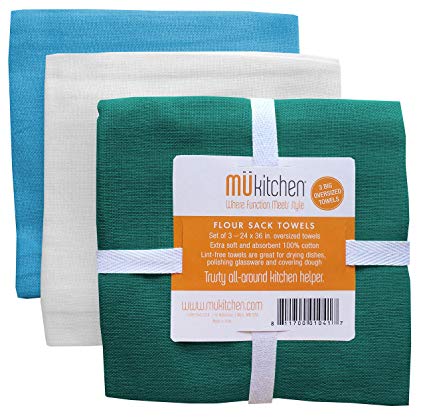 MUkitchen Flour Sack Towel-Peacock- Set of 3