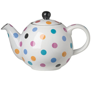 Now Design Tea Globe 6 Cup White w/ Multi-color Spots