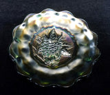 Imperial Carnival Glass, Heavy Grape design, circa 1920, Green Iridescent Scalloped