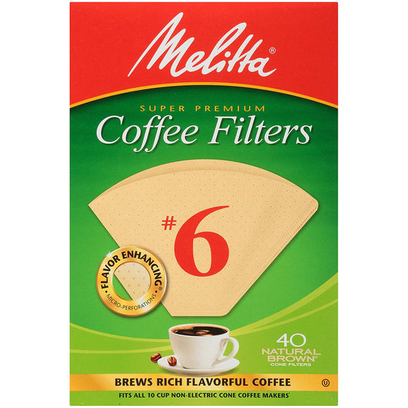 Melitta #6 Cone Filter Paper Natural Brown - 40 Count