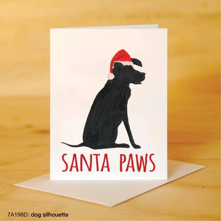 Printed Canvas Greeting Card-Santa Paws