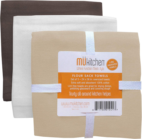 MUkitchen Flour Sack Towel, Set of 3, Cafe