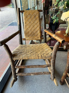 Vintage Antique "Old Hickory" Lodge Rocker, woven seat & back